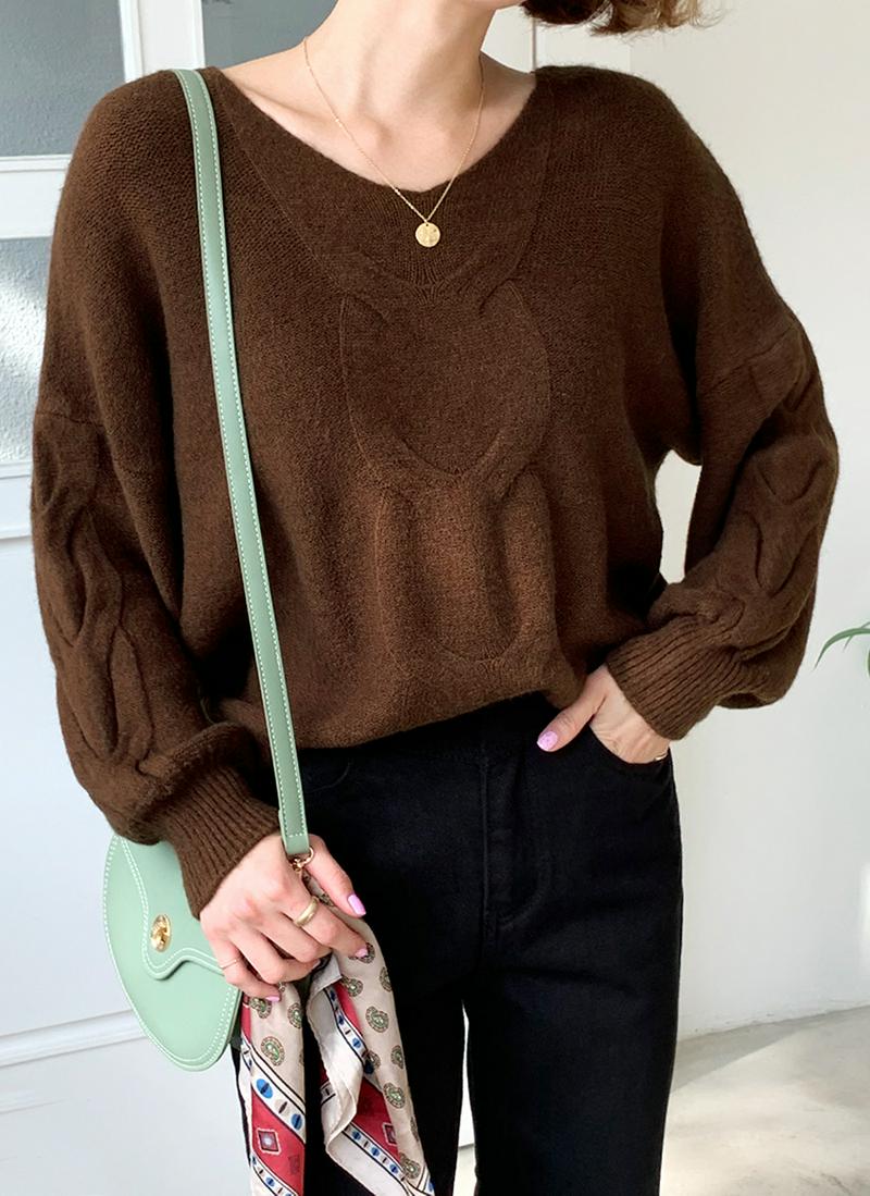 ツイストVネックニット・全5色