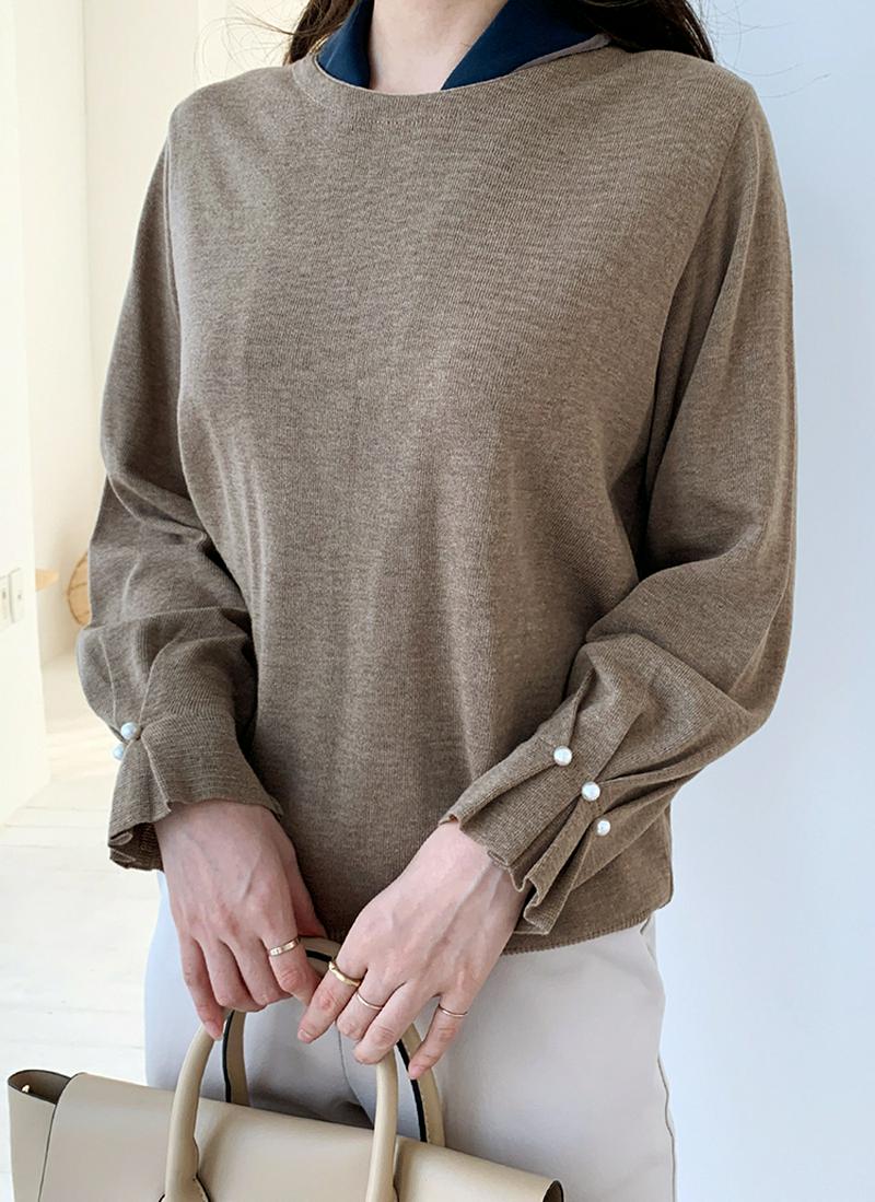 パールタックスリーブニット・全5色