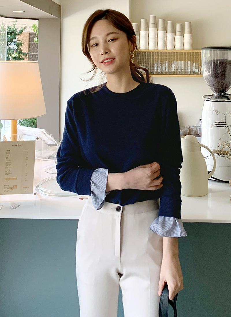 ストライプカフスニット・全2色