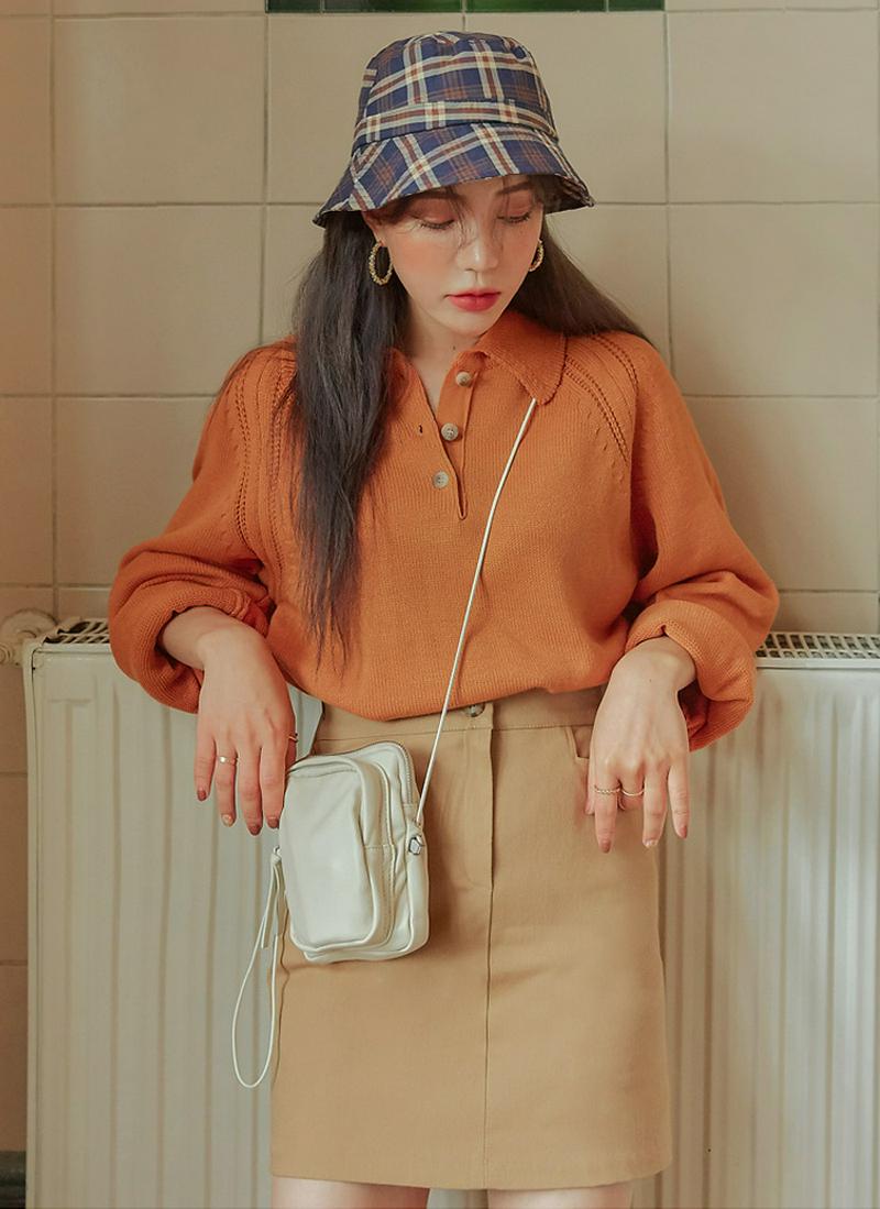 カラーボタンニット