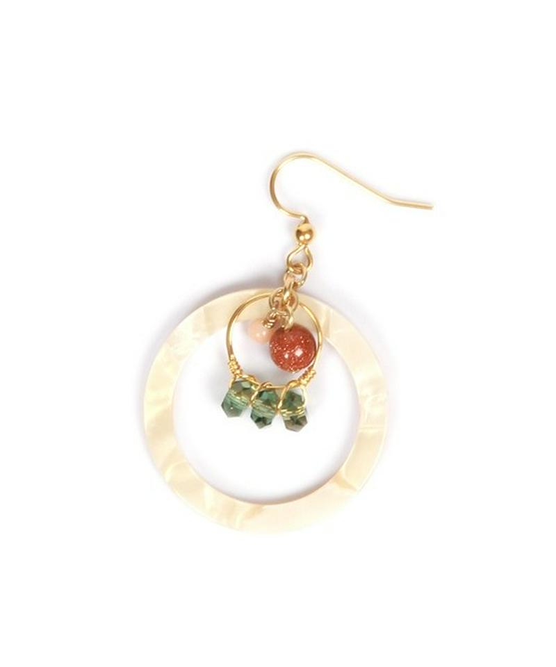 K14GF アクリル×グリーン3粒ピアス