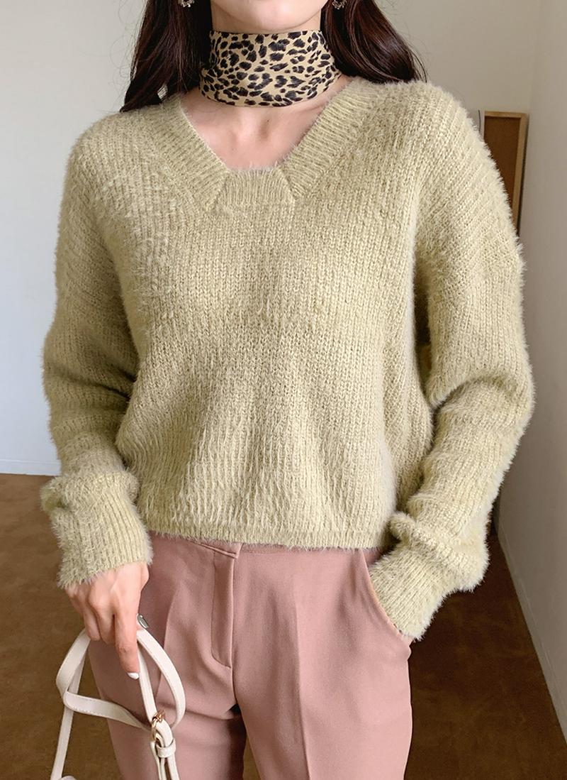 スクエアVネックニット・全2色