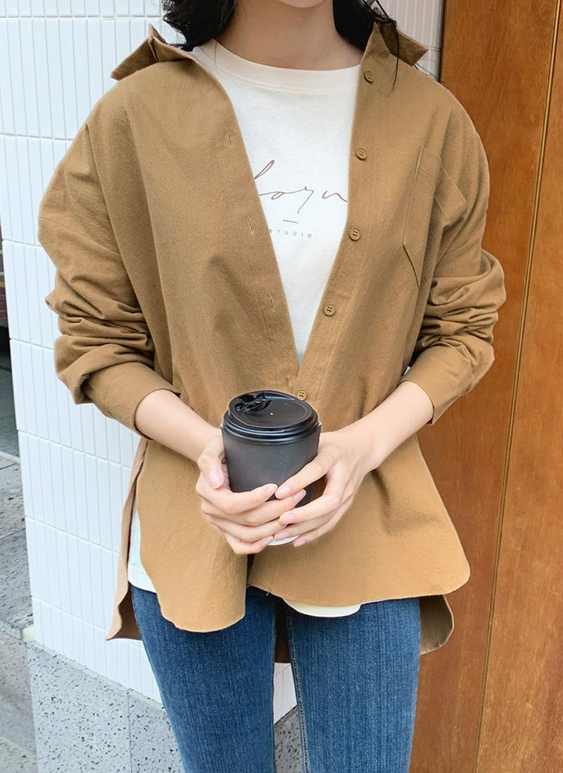 ワンポケットコットンシャツ・全4色