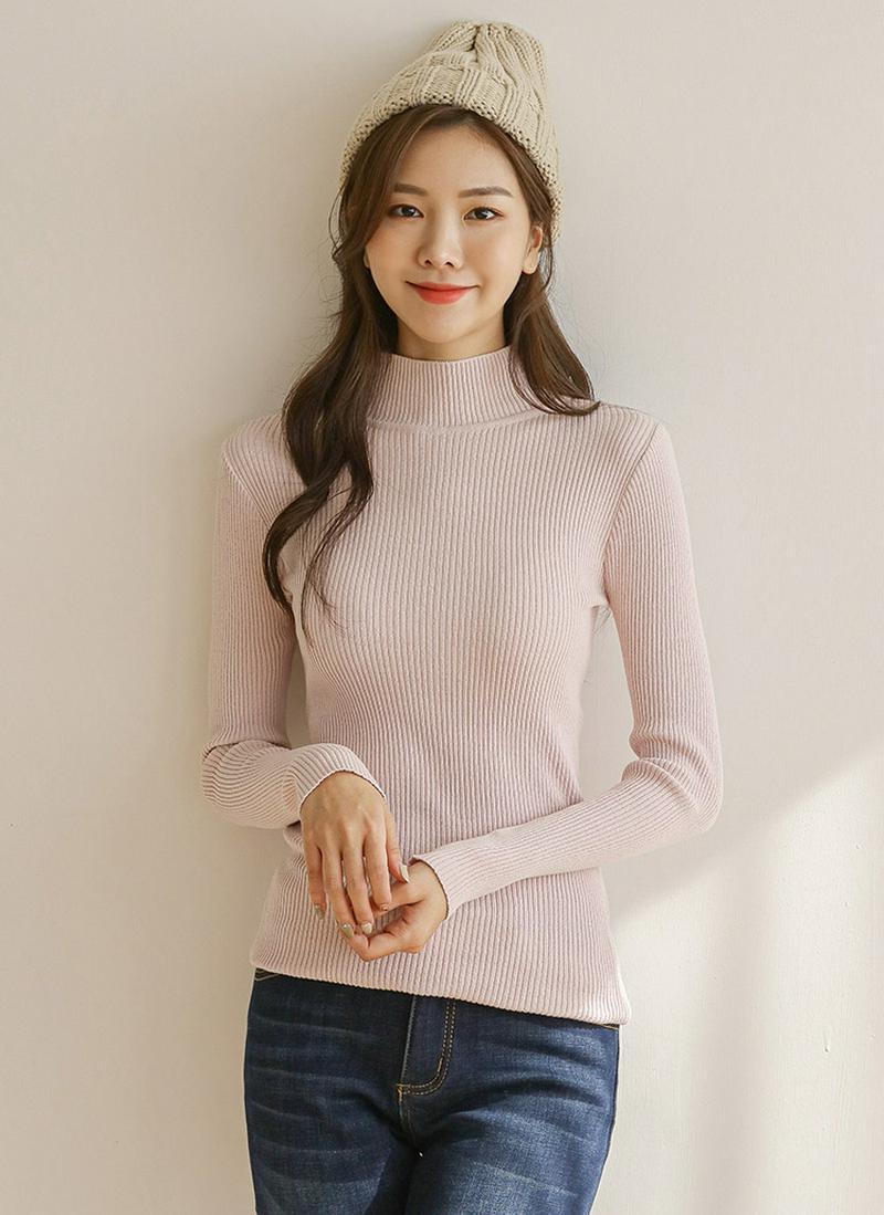 ハイネックスリムリブニット