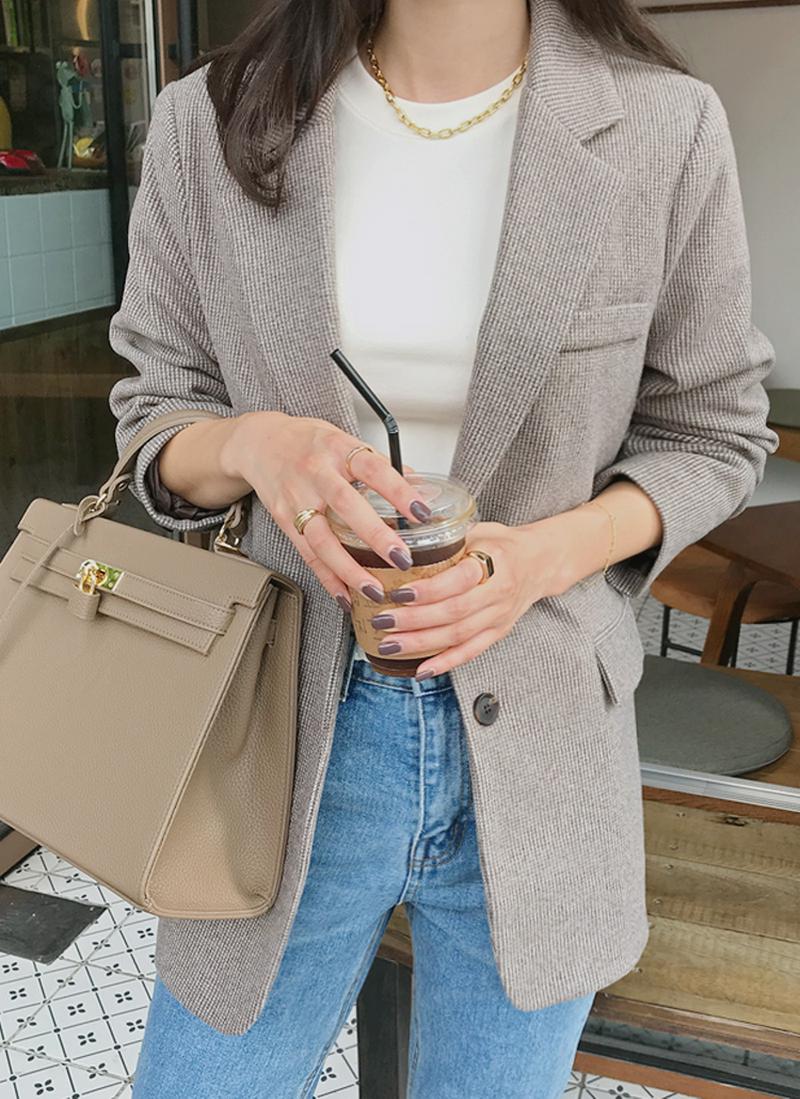 ウール混チェックジャケット