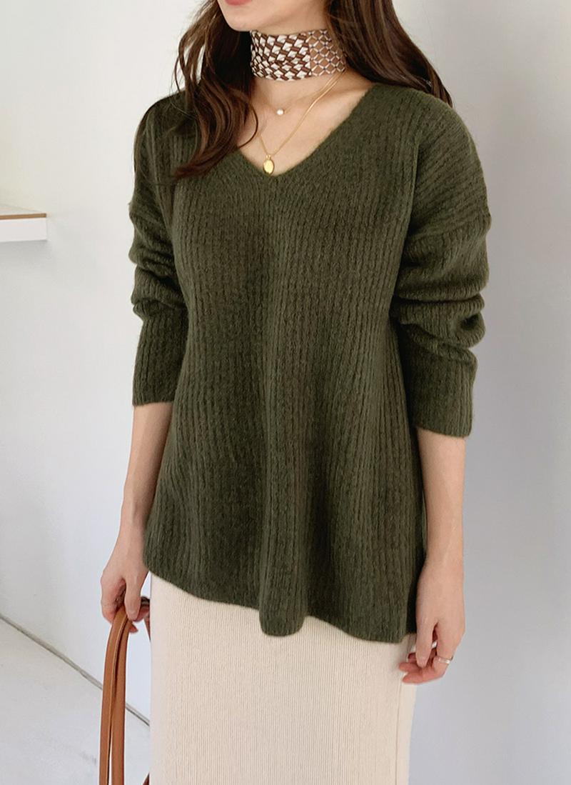 ルーズVネックニット・全4色