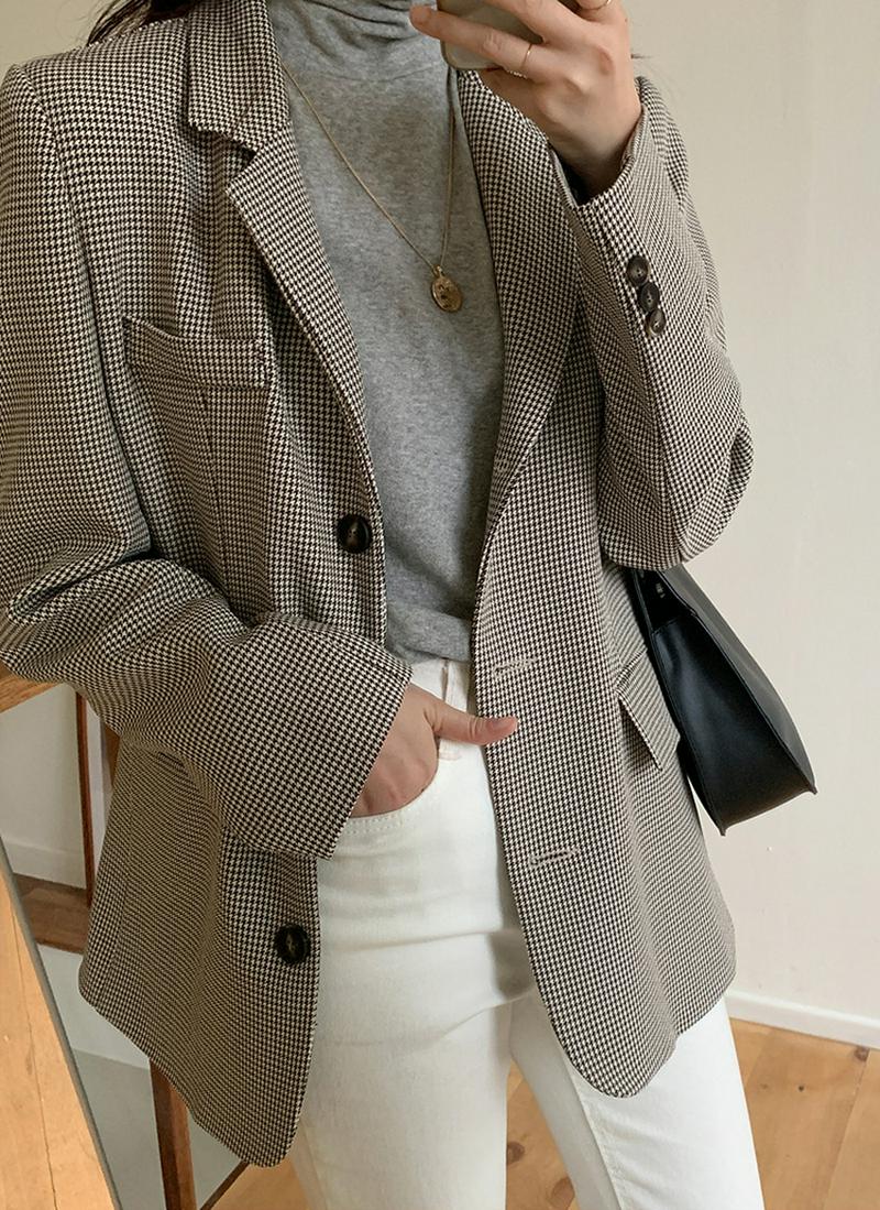 レーヨン混チェックジャケット