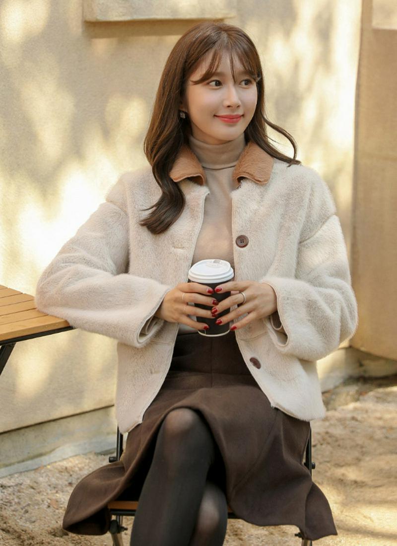 配色カラーフェイクファージャケット