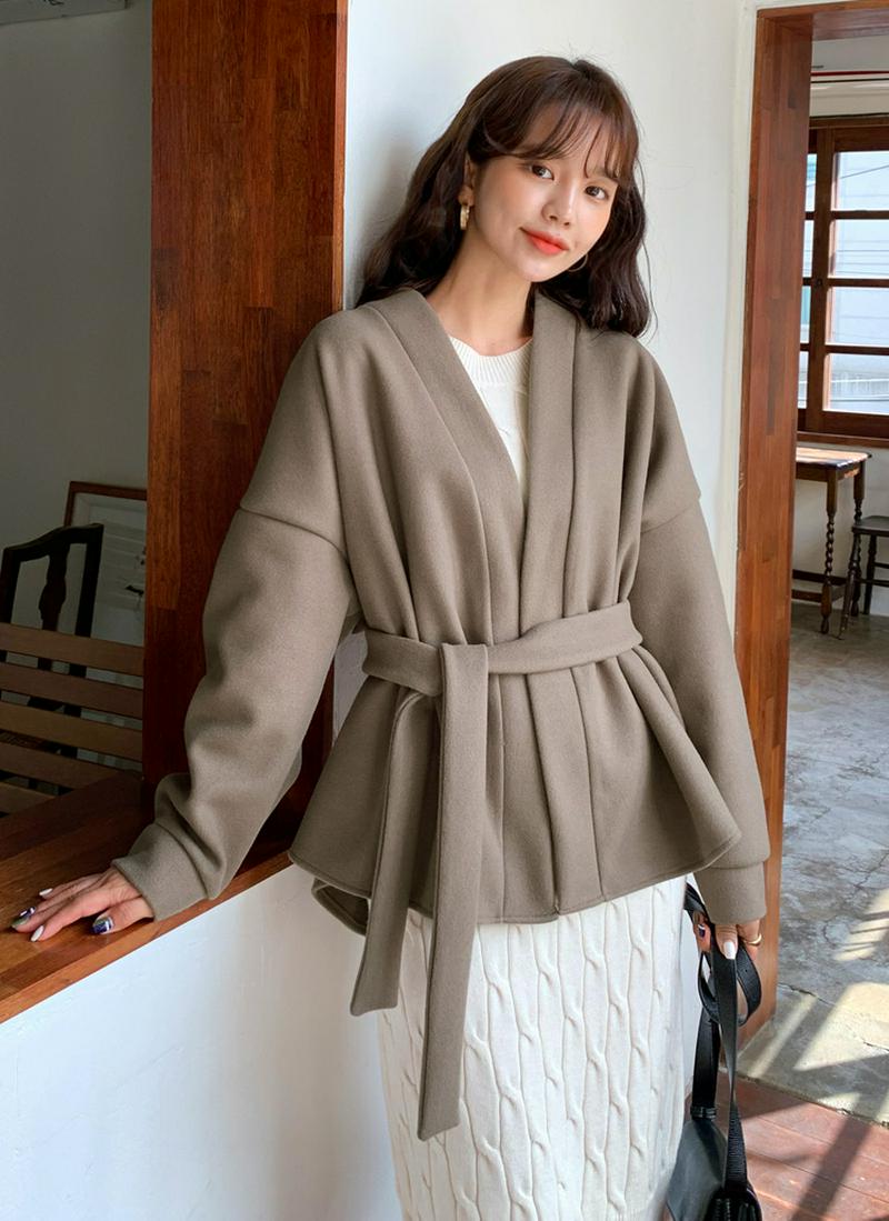 ストラップ付オープンジャケット・全2色