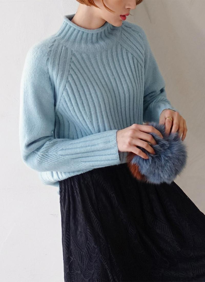 ロールハーフネックリブニット・全5色