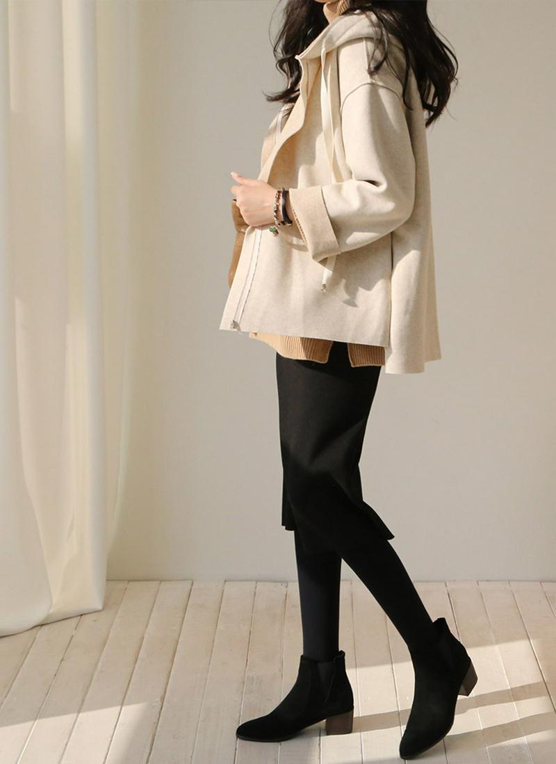 ウール混フードジップアップジャケット