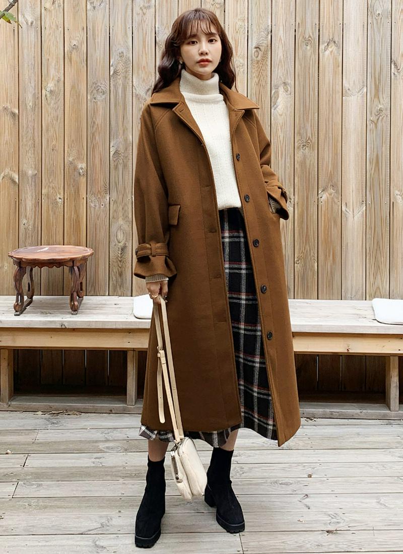 ≪人気商品再入荷≫シングルボタンコート・全4色 e54499 レディース【jk】 高見え 韓国ファッション アウター コート ロングコート ロング ロング丈 シングルコート ボタン 襟 無地 ゆったり ベーシック シンプル カジュアル 秋 冬