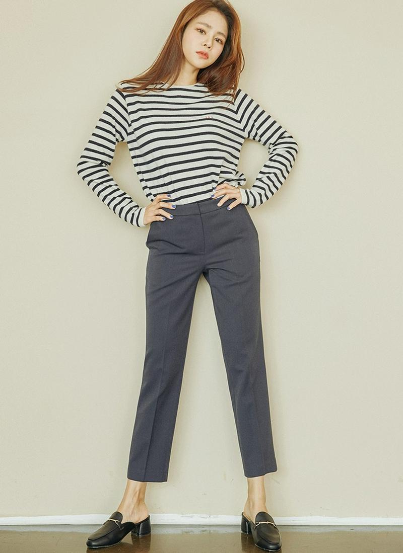 ウールカシミヤ混ボーダーニット