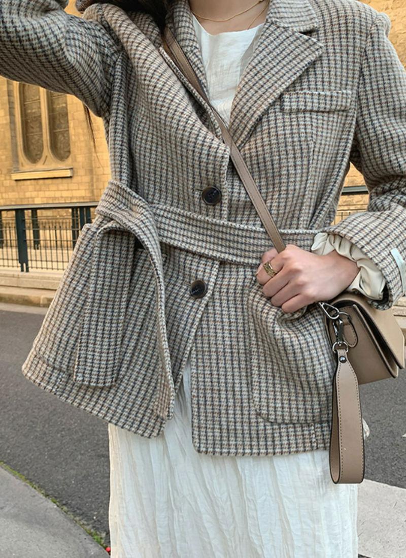 ウール混チェックジャケット