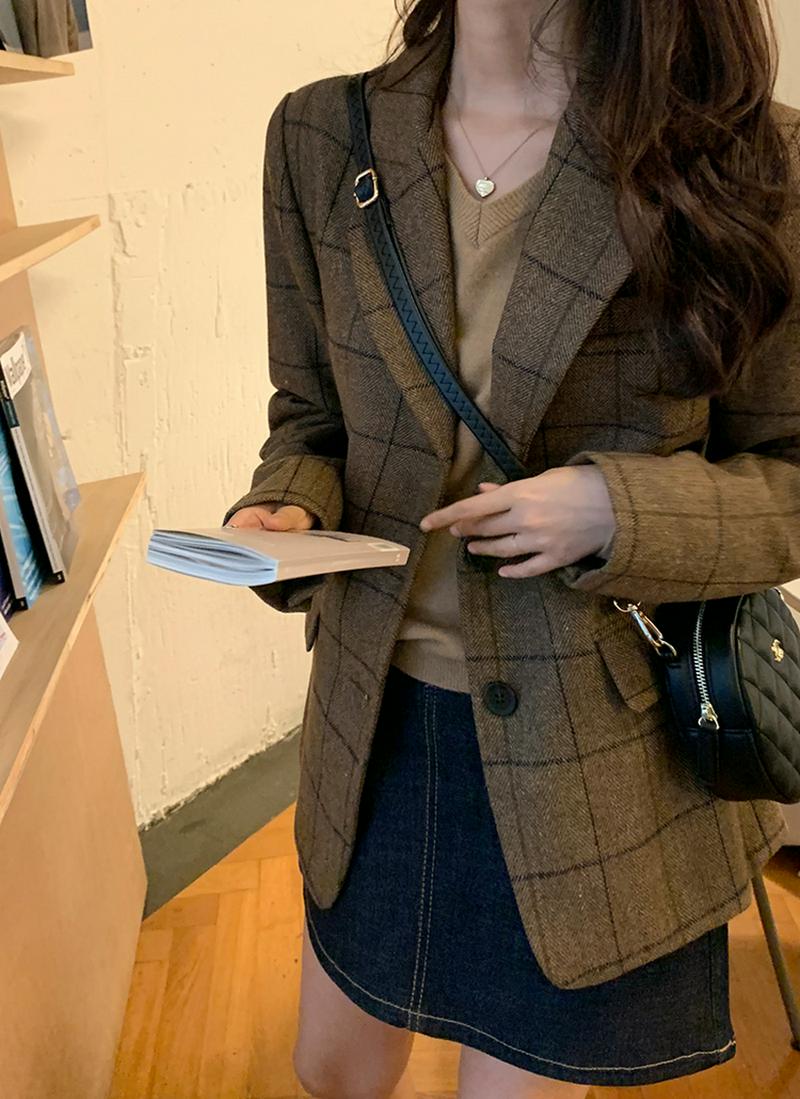 ヘリンボーンチェックジャケット