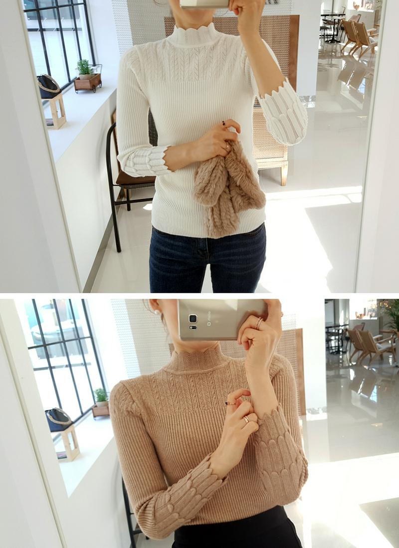 袖ポイントウール混ニット