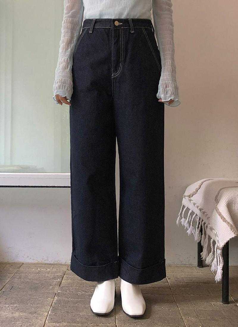 ロールアップステッチデニムパンツ