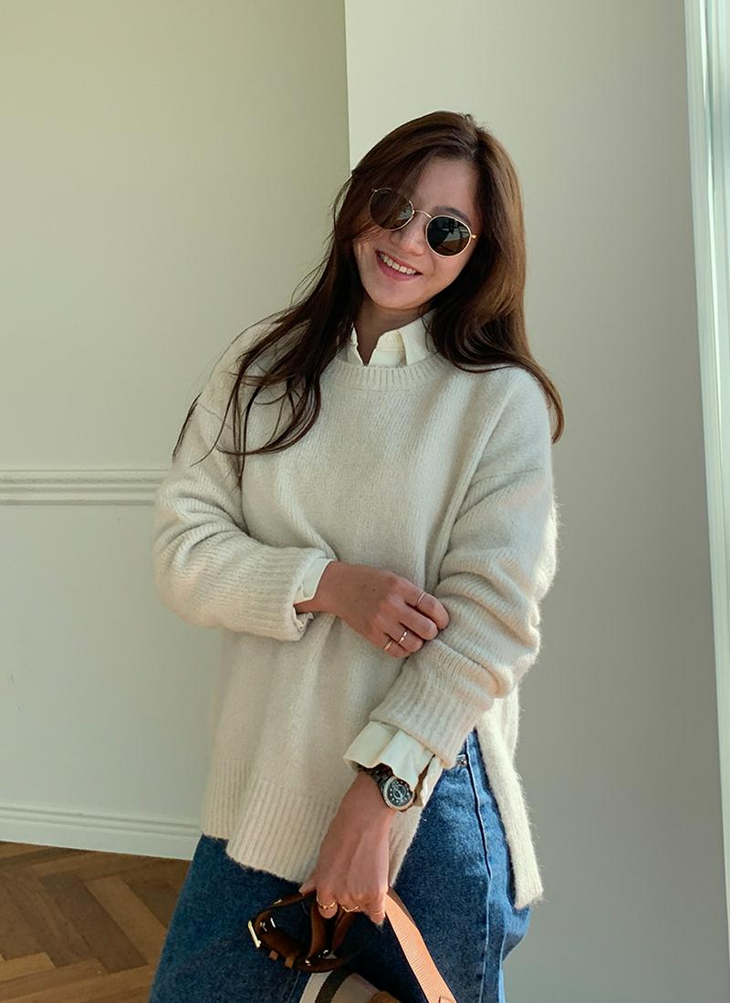 サイドディープスリットニット