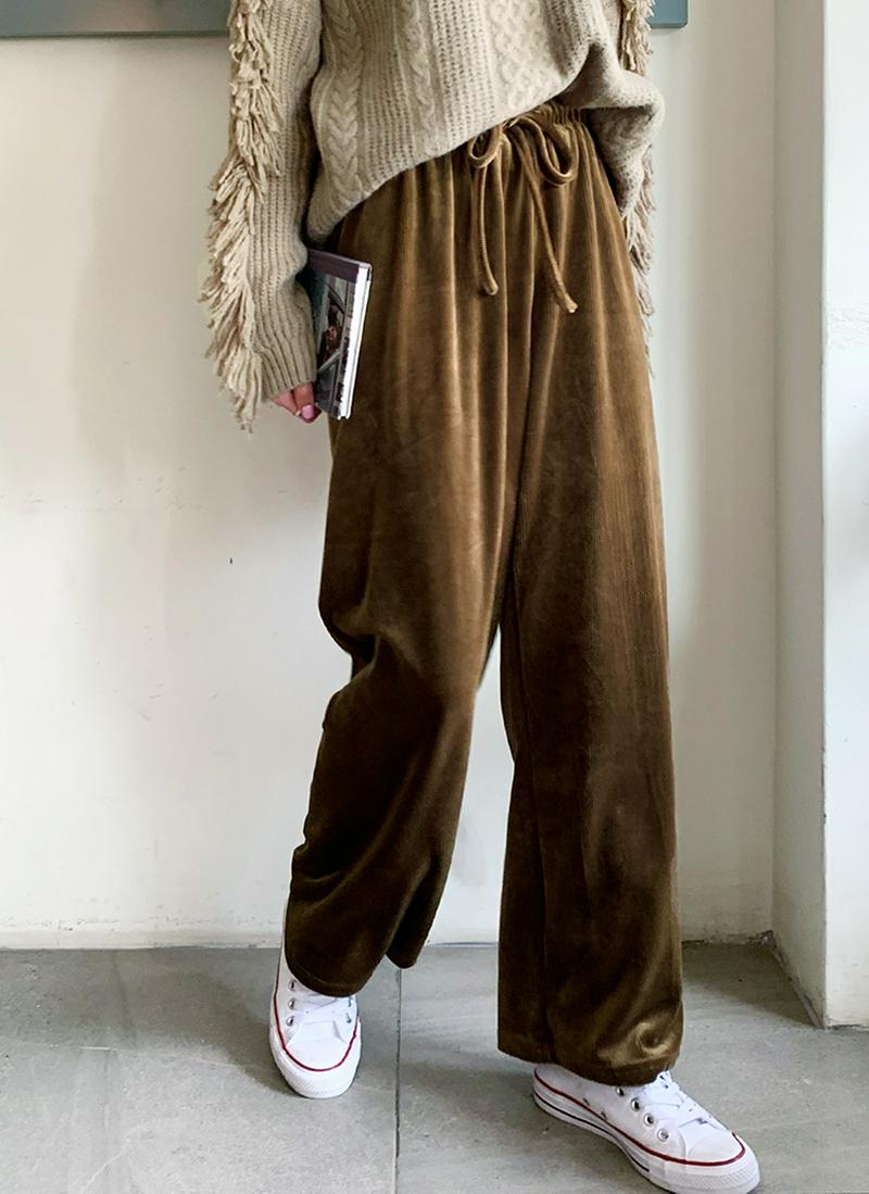 ベロアリブパンツ・全2色