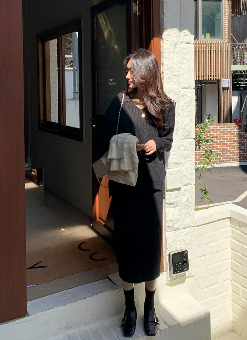 ケーブルニット上下SET