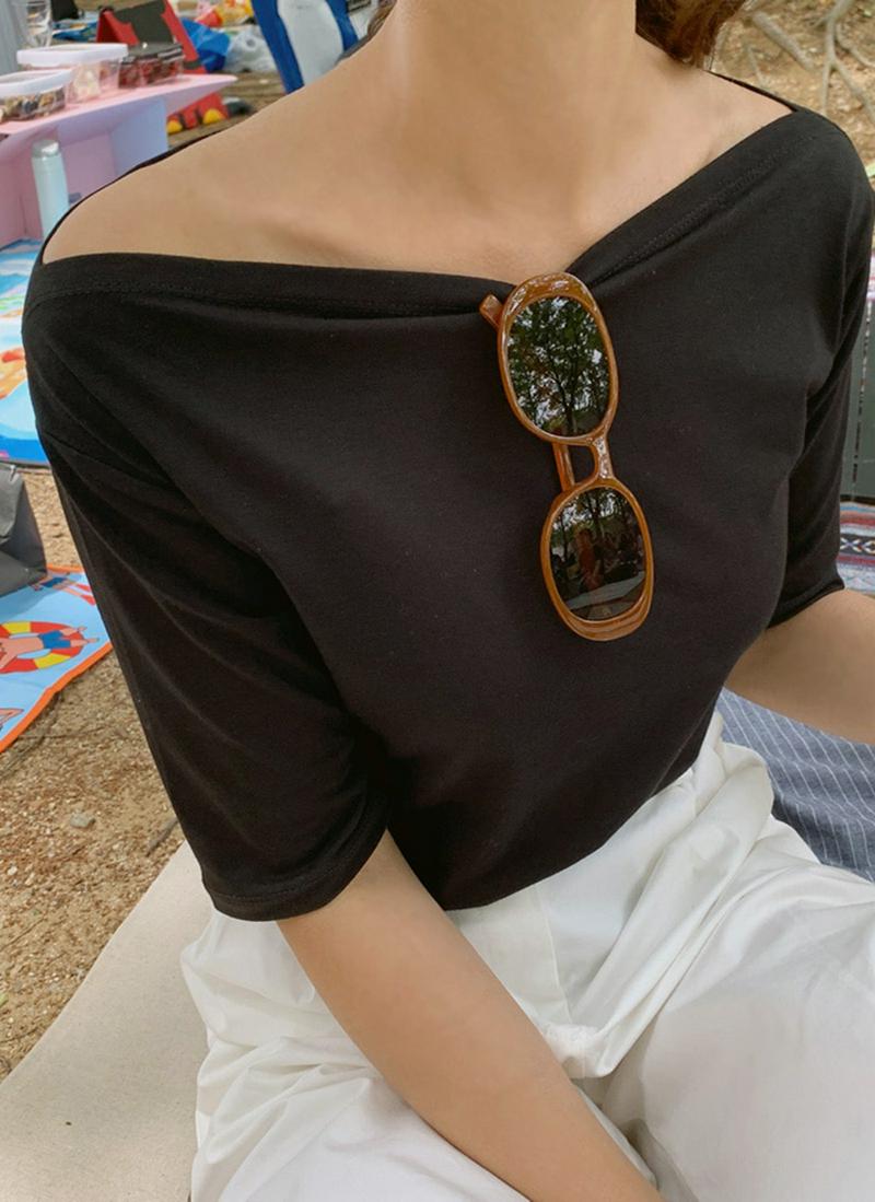 ワイドボートネック半袖Tシャツ