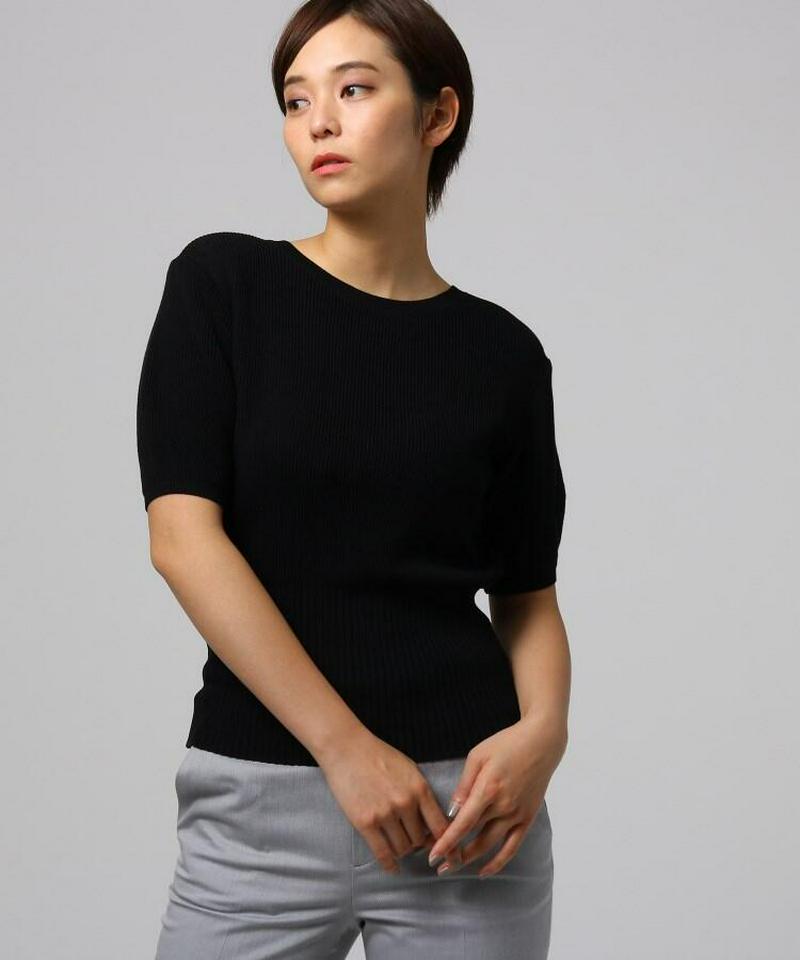 【洗える】リブ切り替えニットプルオーバー