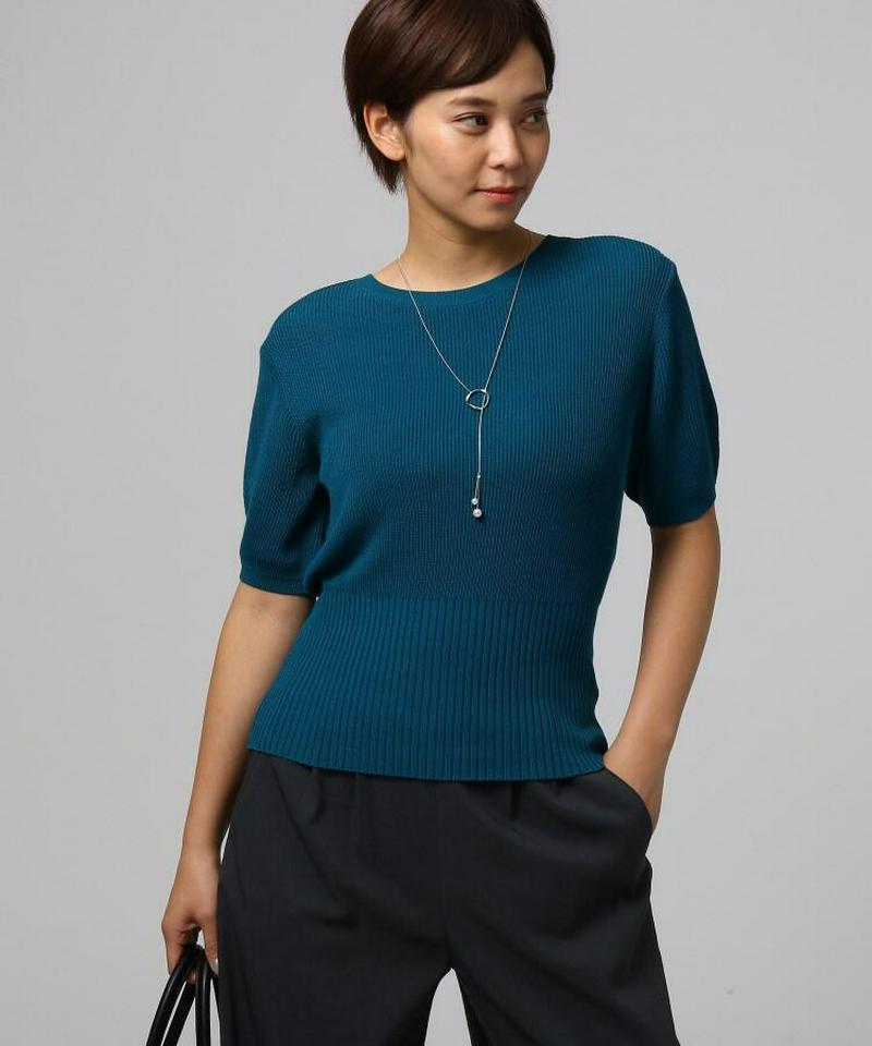 【洗える】リブ切り替えニットプルオーバー