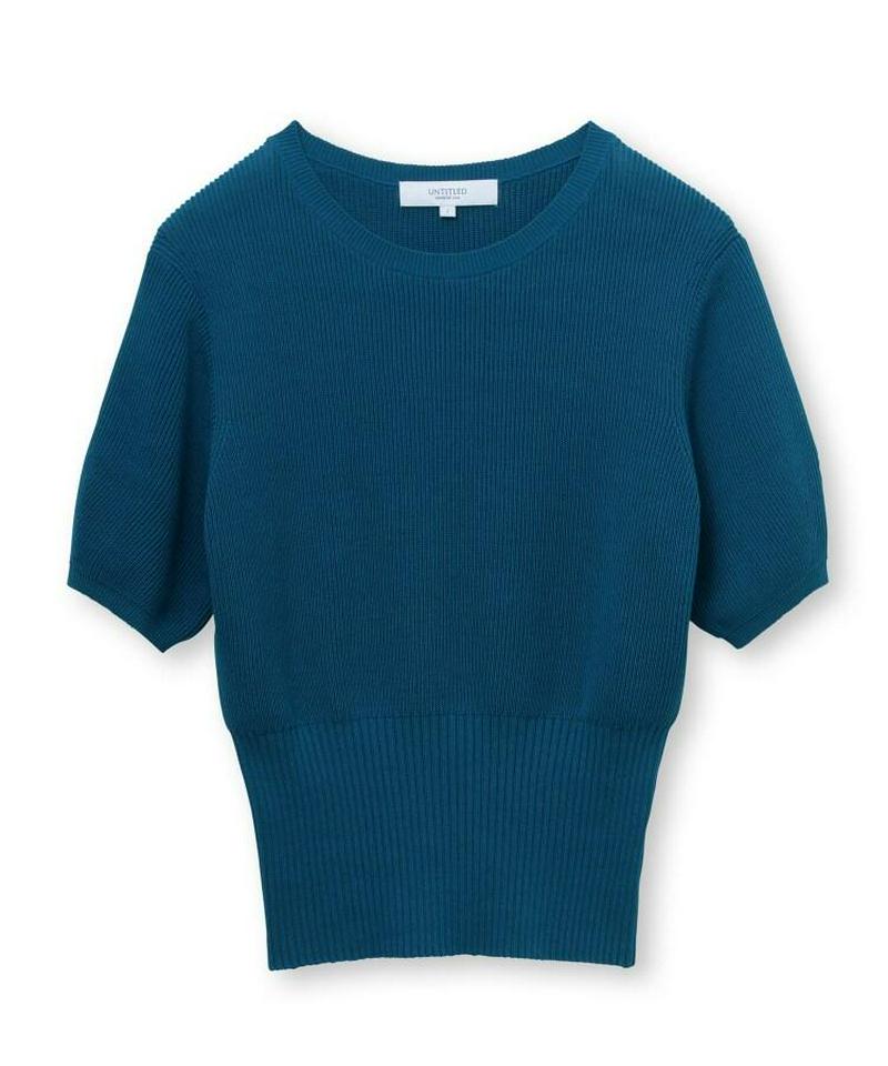 【洗える】リブ切り替えニットプルオーバー