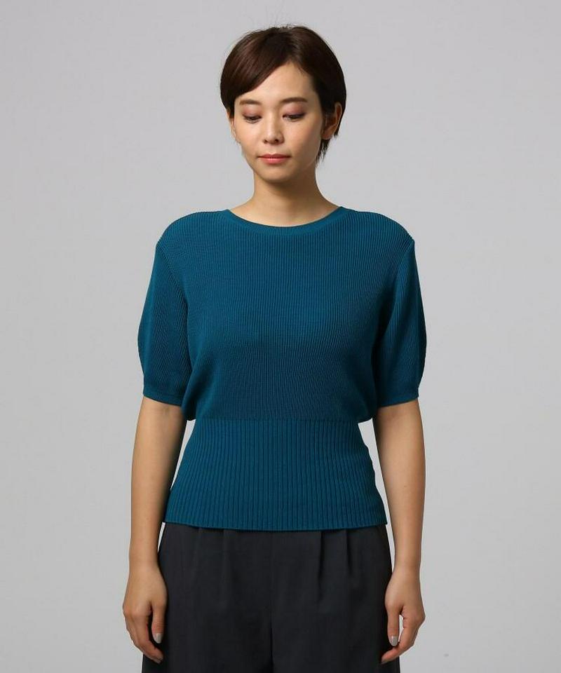 【洗える】リブ切り替えニットプルオーバー