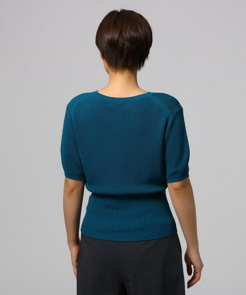 【洗える】リブ切り替えニットプルオーバー