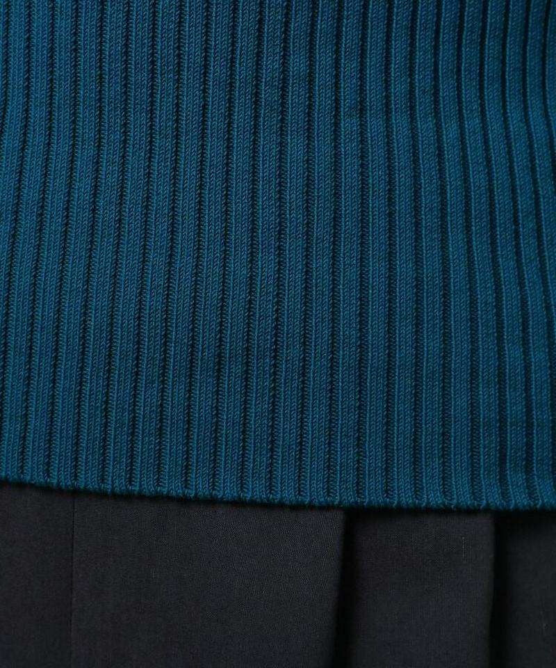 【洗える】リブ切り替えニットプルオーバー
