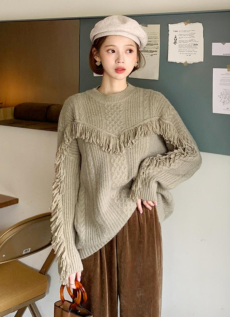 フリンジディテールニット・全3色