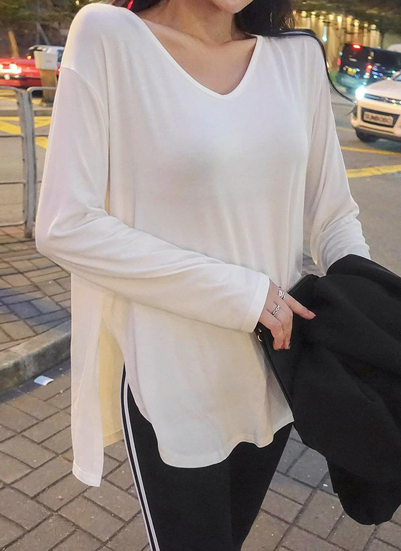 サイドスリット長袖Tシャツ