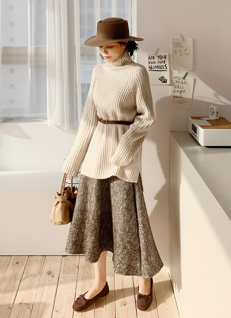 ハイネックルーズリブニット・全4色