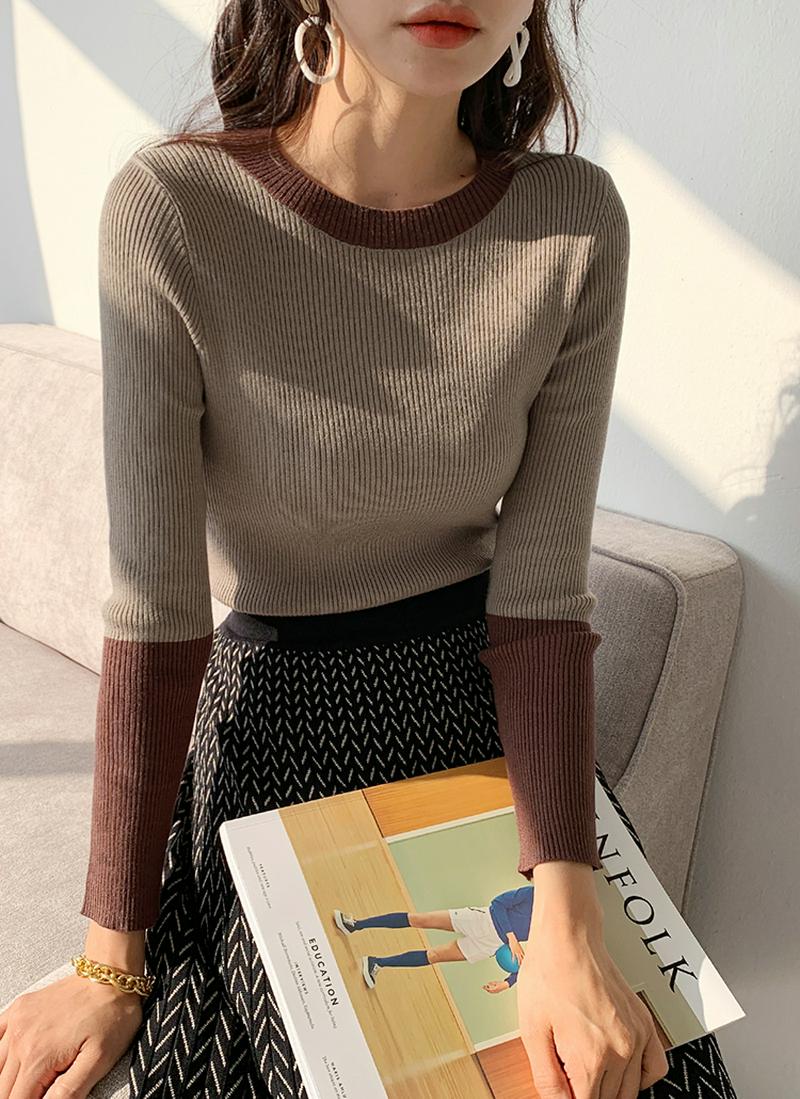 コントラストカラーリブニット・全3色