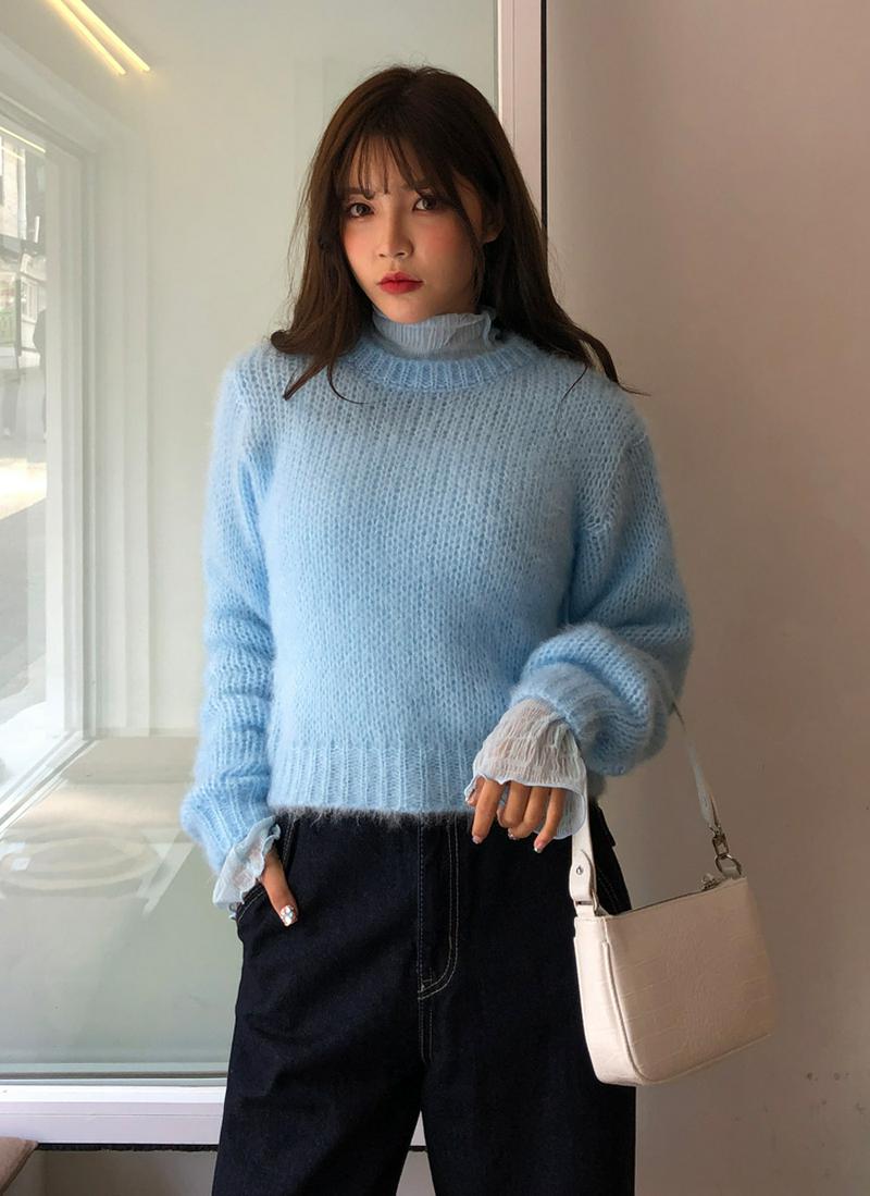 クロップドニットソフトシアーニット