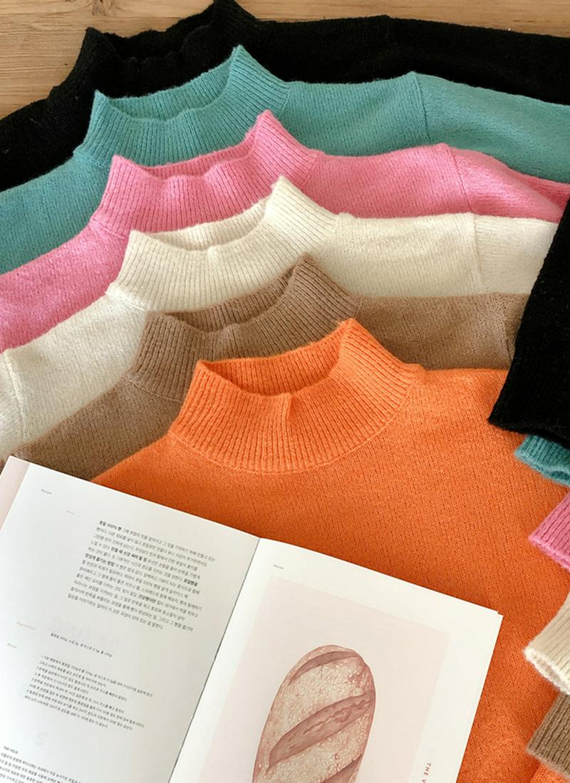 リブタートルネックニット