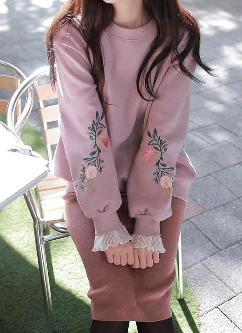 裏起毛レース刺繍スウェット