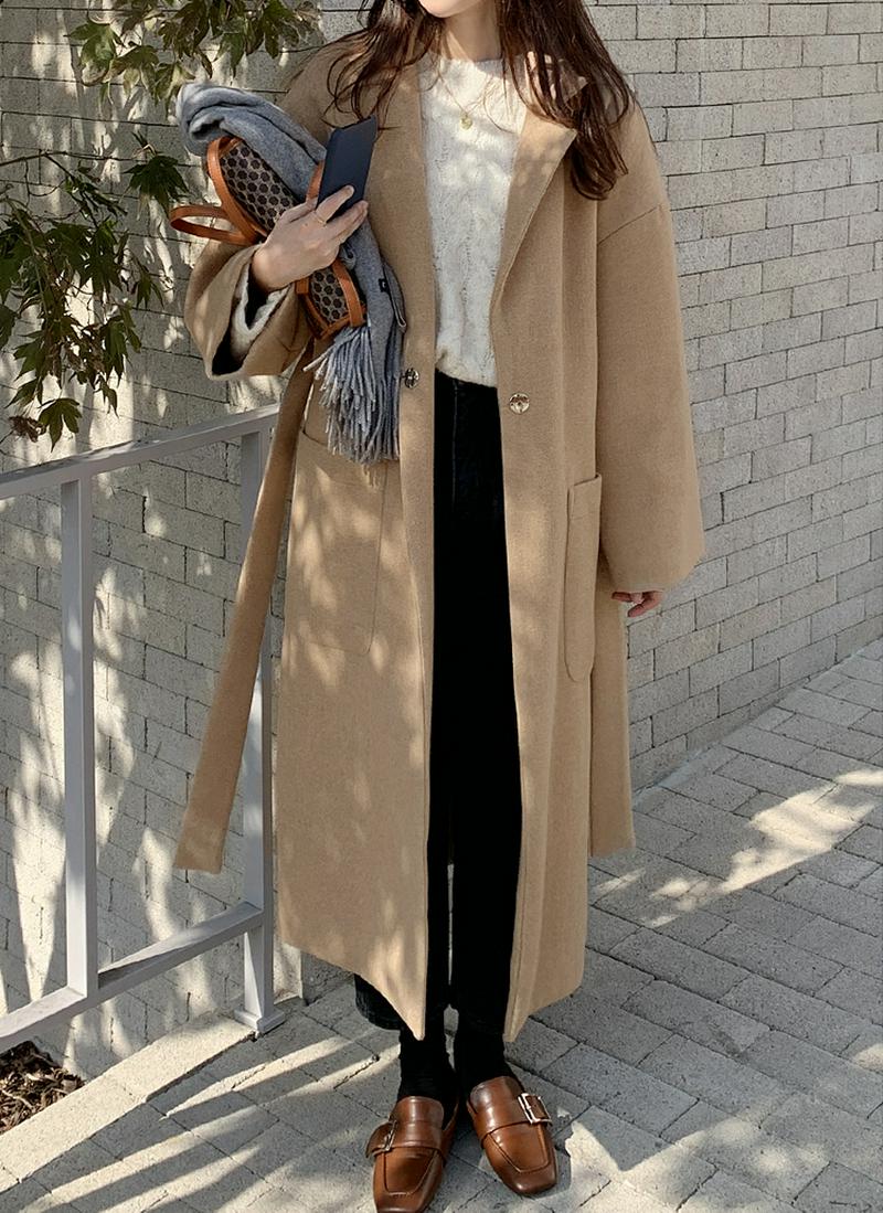 腰ひも付ロングオープンコート