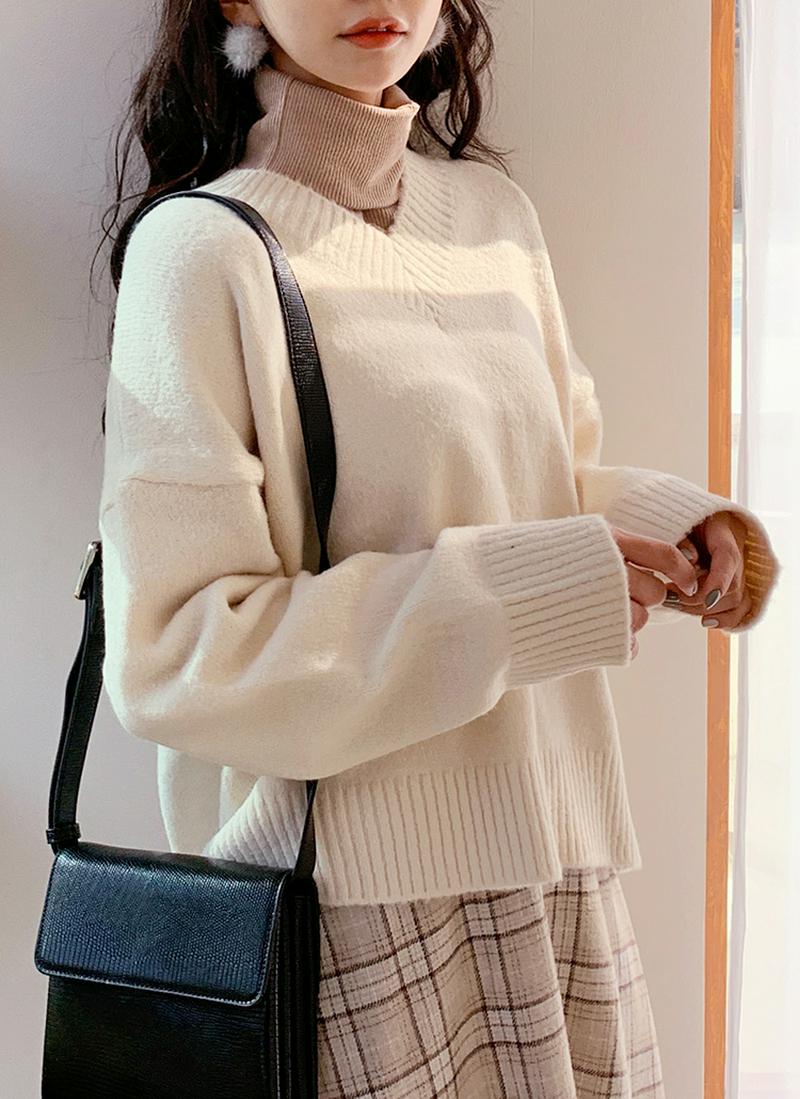 アンバランスVネックニット・全5色