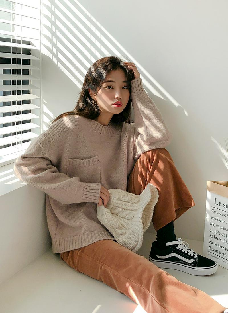 ワンポケットニット