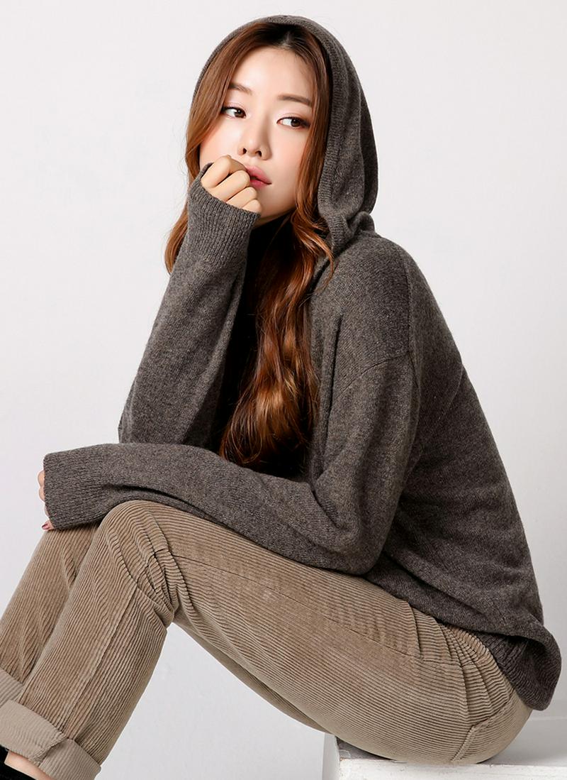 アクリル混ニットフーディ