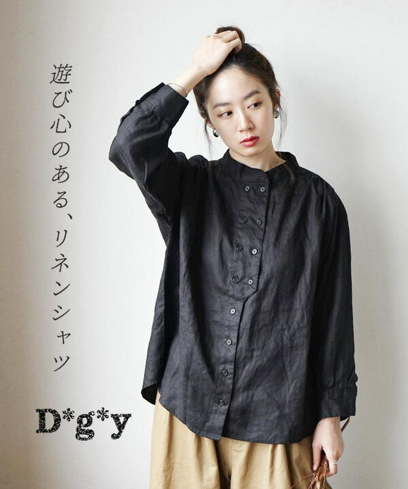 シャツ / 麻100％ ダブルボタン ブラウス レディース トップス シャツブラウス 白シャツ リネンシャツ リネンブラウス 長袖 ゆったり 麻 リネン D8399R3 【メール便可22】◆D*g*y（ディージーワイ）：リネンオックス コックシャツ