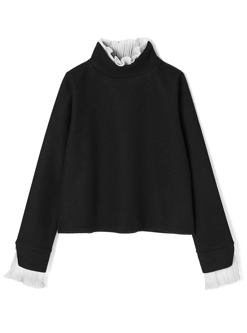 シフォンプリーツドッキングトップス