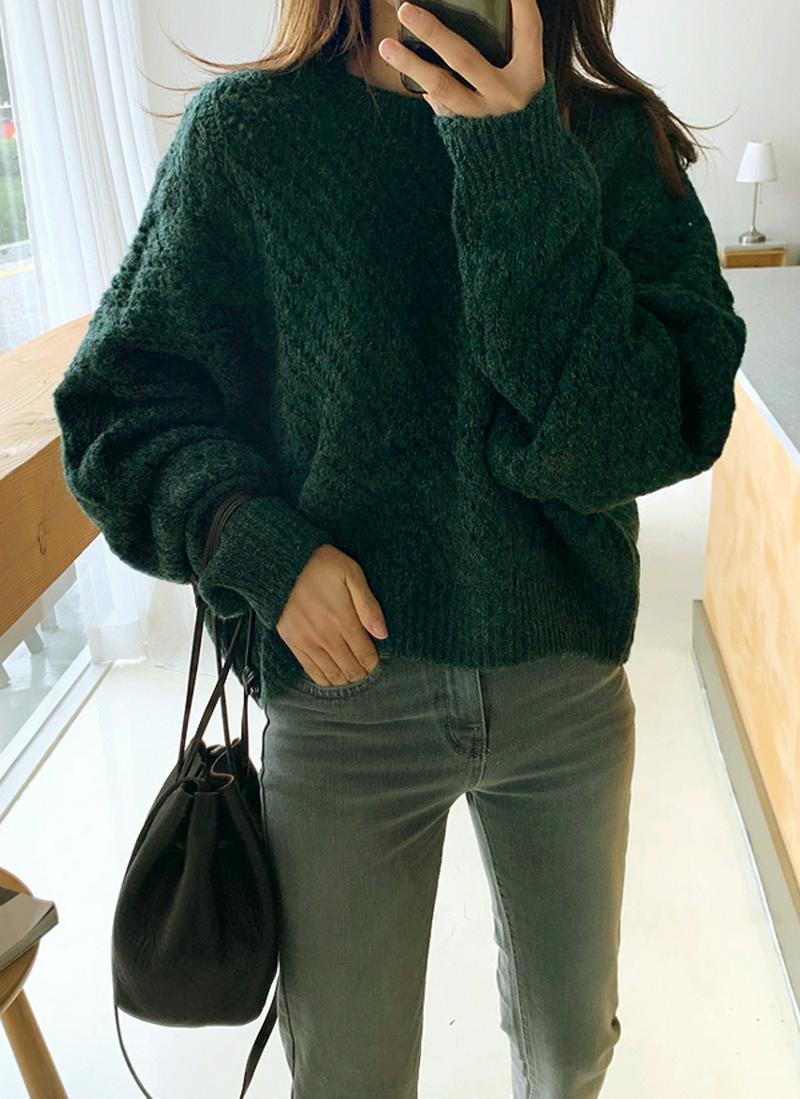 ケーブルドロップショルダーニット