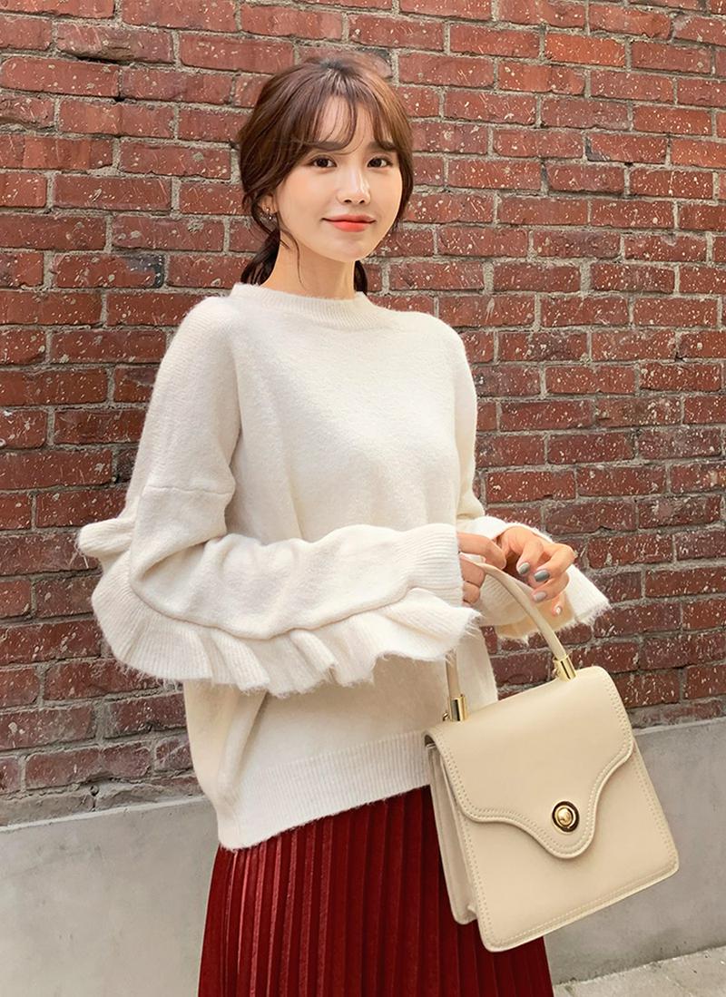 フリルスリーブニット・全2色