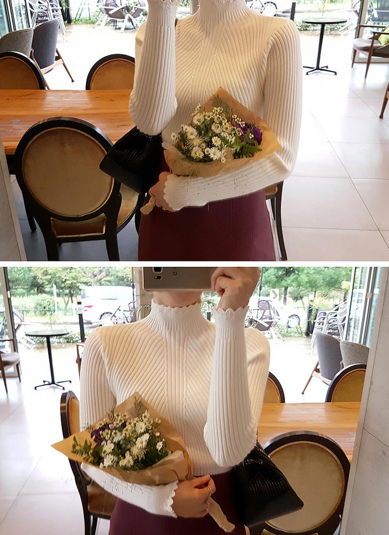 リブスカラップスリムニット