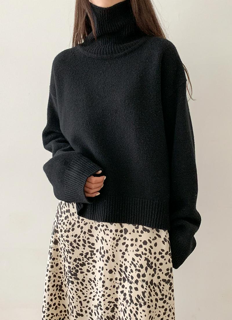 リブタートルネックウールニット