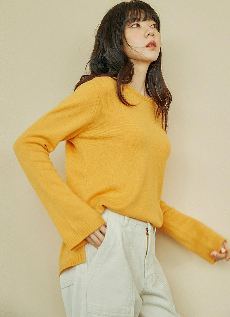 カシミヤ混ラウンドニット