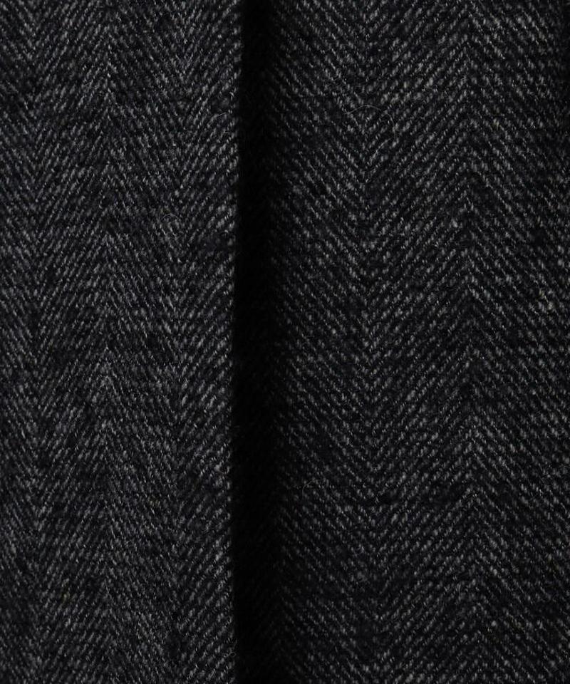 ウール混ループヘリンボンロングジャケット